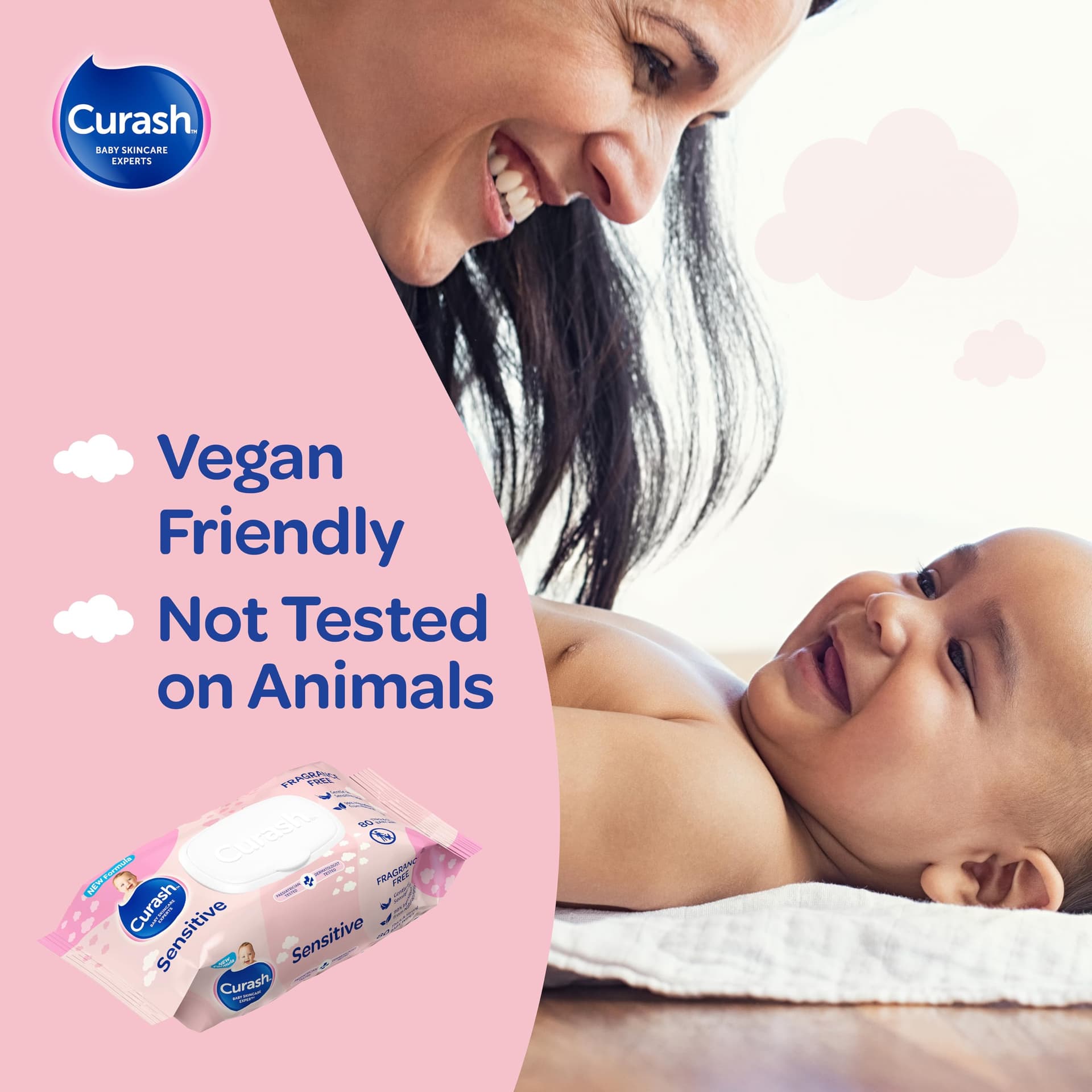 New Formula Curash Fragrance Free Baby Wipes, 8x80 Pack, For Sensitive Skin, Suitable for Newborns, Thick & Soft Texture, No Soap, Alcohol Or Parabens, Everyday Cleansing And Nappy Changes, 640 Wipes (packaging may vary) thumbnail 12