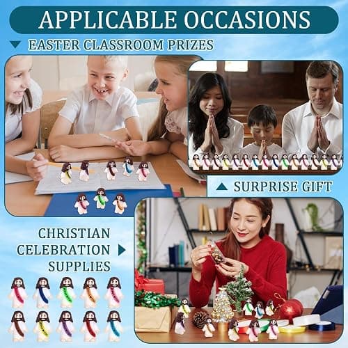 Haishell 50 Pcs Mini Jesus Figures Glow in The Dark Religious Cute Tiny Doll to Hide and Seek Church Favors for Sunday School Baptism (Mini, 50, Jesus Loves You) thumbnail 5
