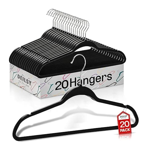 DEILSY™ Clothes Hangers Plastic Hangers - Durable Non-Velvet Plastic Hangers - Slim Hangers, Classic Shirt and Pant Hangers Black Plastic Hangers for Everyday Use Plastic Hangers 20 Pack thumbnail 8