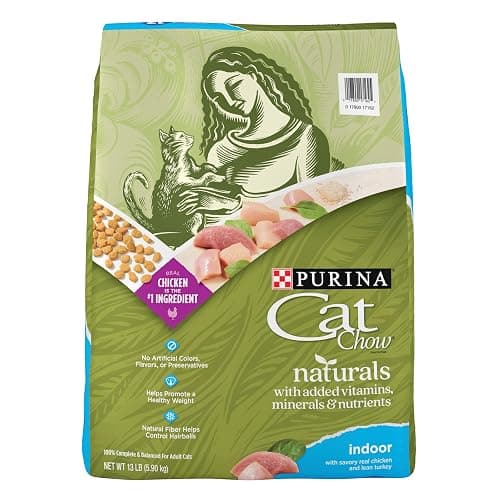 Purina Cat Chow Naturals Hairball, Indoor Dry Cat Food, 13 lb Bag | Healthy weight cat food with real turkey and chicken, a natural fiber blend helps control hairballs, for indoor cats - Image 1