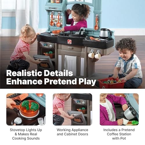 Step2 Best Chefs Kids Kitchen Playset, Indoor/Outdoor Kitchenette, Interactive Play with Lights and Sounds, Made of Durable Plastic, Includes 25 Piece Toy Accessories, For Toddlers 2+ Years Old thumbnail 4