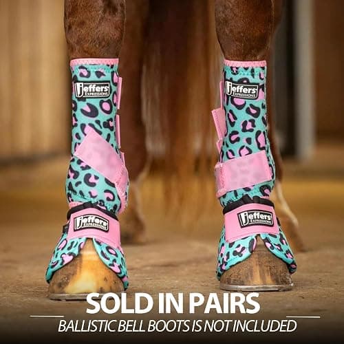 Jeffers Expression Protective Horse Boots 1 Pair, Party Cheetah- Safe Neoprene Leg Guards, Comfortable Fit, Durable Strap Closures, Front & Hind Support, Accessories for Travel & Riding - Large thumbnail 4
