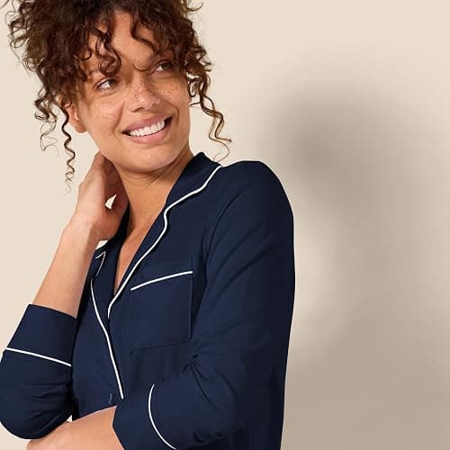 Amazon Essentials Women's Cotton Modal Long-Sleeve Shirt and Full-Length Bottom Pajama Set thumbnail 4