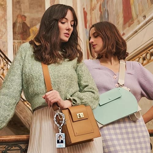 2Pcs Kpop Photocard Holder, 3.5Inch Cute Camera Style Photocard Holder Keychain for Kpop Lovers Girls, Waterproof Cartoon ID Badge Holder for Fan Idol Photo Bus Credit Card with Pearl Bow Bracelet thumbnail 7
