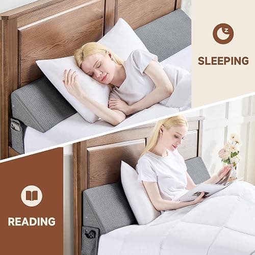 IFNOW Queen Size(60"x6"x10") Bed Wedge Pillow for Headboard, Mattress Gap Filler(0-8"), Bed Wedge for Gap Between Your Headboard and Mattress Dark Grey thumbnail 4