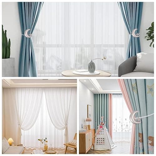 Curtain Tiebacks, 2 Pack Magnetic Curtain Tiebacks Star Moon Curtain tie Back Curtain holdbacks Magnetic Curtain Clips Curtain tie Backs Curtain Clips Holder for Window Draperies Hold Curtains Drape thumbnail 7