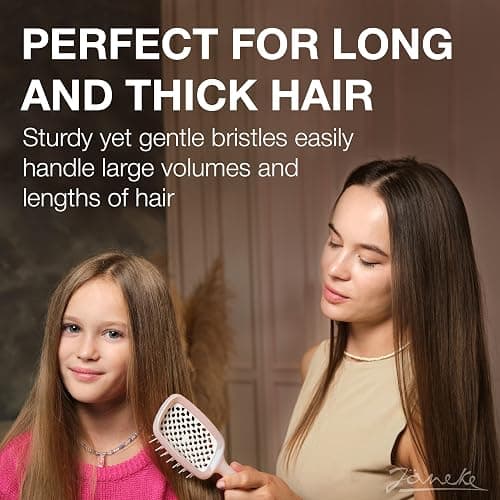 Janeke Superbrush Detangling Brush for Soft Smoothing Hair Brushing with Anti-Static Bristles - Vented Wet Hair Brush for Blow Drying Use - Perfect for Curly, Thick, Wavy, Fine Hair Types (Nude) thumbnail 7