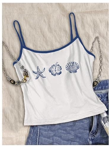 RoseSeek Women's 3 Pack Floral Graphic Cami Tops Slim Fit Sleeveless Tops Summer Camisole thumbnail 2
