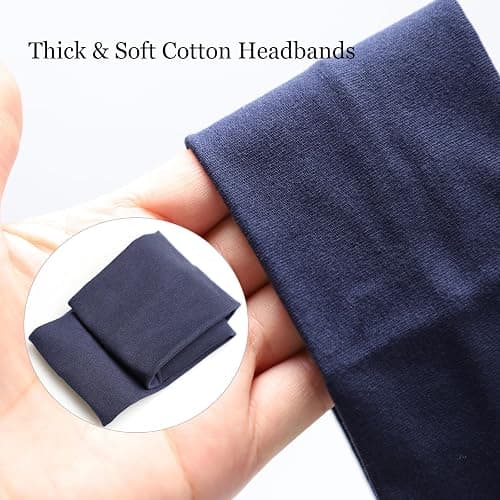 MLMOMVME 6 Pcs Headbands for Women Hair Cotton Headband Non-slip Stretchy Elastic Head Wrap Holder Hair Accessories White Navy Blue Color thumbnail 4