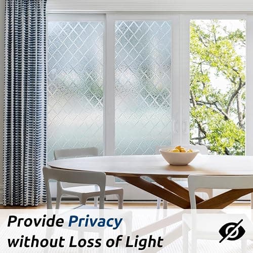 rabbitgoo Window Privacy Film, Decorative Privacy Window Film Sun Blocking, Frosted Glass Cling for Home Door, Non-Adhesive Static Cling Sticker Covering Heat Blocker, Clear, 17.5" x 78.7" thumbnail 5