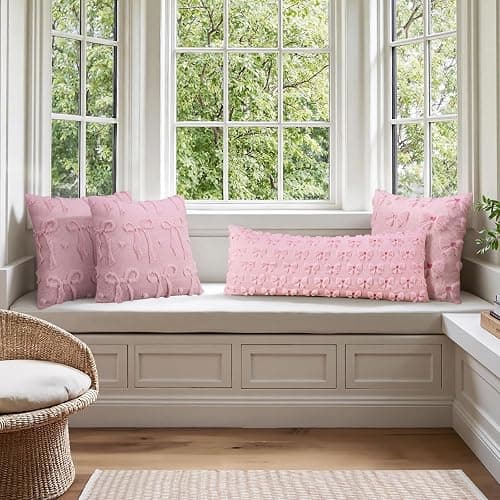 Merrycolor Light Pink Bow Body Pillow Covers 20x54 Inch Embroidered Love Heart Pattern Cute Girl Coquette Room Decor Pillowcase Long Body Pillowcase with Zipper for Preppy Room Decor Bedroom Couch thumbnail 9