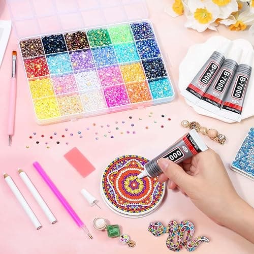 Audab Multicolor 4mm AB Rhinestone Kit with 16000pcs, 4pcs B7000 Jewelry Glue, Tools for Crafting, Graduation Cap, Jewelry, Shoes & Nails thumbnail 2