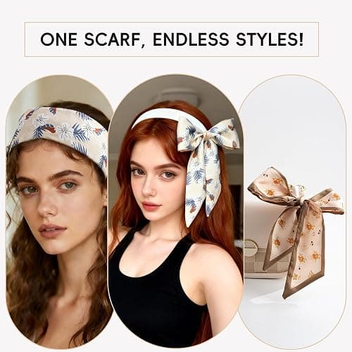 ZXZH 6 Pack Fashion Scarves for Women, Versatile Boho Head Scarf, Satin Scarf for Hair, Neck, Wrist, and Purse Accessories thumbnail 3