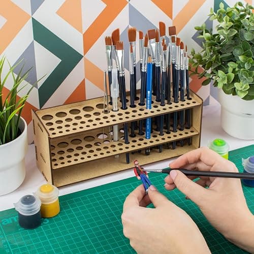 PROSCALE Paint Brush holder. Large Capacity Paint brush organizer and Art Supply Organizer kit for table and wall miniatures modeling crafts thumbnail 2