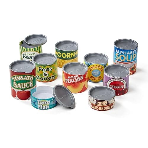 Melissa & Doug Let's Play House, 10 Grocery Cans with Removable Lids, Toy Food & Play Kitchen Accessories, Preschool Learning Toys for Girls & Boys 3+ thumbnail 7