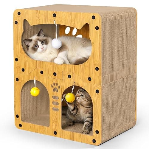 Gimars Cat Scratcher, Double Layer Cat Scratching Board Cardboard Cat Scratcher House for Indoor Cats, Large Cat Scratcher Bed for Scratch, Hide & Rest, Heavy Duty 44lbs Load, 20 x 17 x 11.2 inches - Image 1