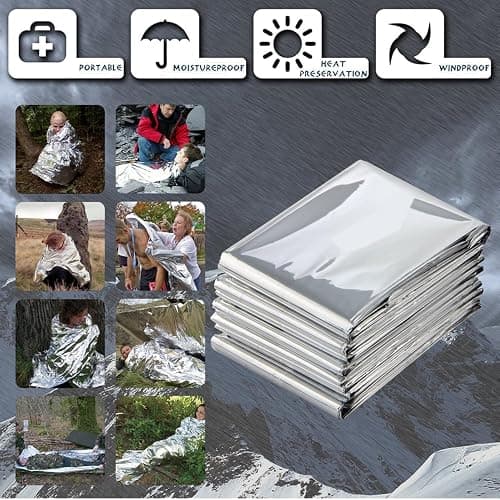 MIXIAO Emergency Foil Thermal Blanket shelter Survival Reflective Blankets | (Pack of 25) 210 x 160 cm (82" x 63") Perfect for Outdoors, Hiking, Survival, Marathons or First Aid thumbnail 3