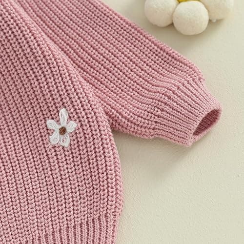 Mubineo Baby Girl Winter Clothes Cute Flower Sweater Crewneck Pullover Long Sleeve Knit Newborn Infant Sweaters thumbnail 5