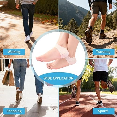 HydtoKun Gel Heel Cups & Silicone Heel Protectors for Shoes (2-Pairs), Cushioned Sole Cups for Plantar Fasciitis, Cracked Footbed Relief & Blister Prevention, for Women & Men thumbnail 4