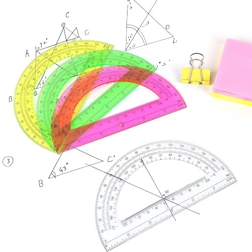 Unjoo Plastic Protractor Math Protractors 180 Degrees for Geometry Classroom Student School Office Supplies, 6 Inch, Pack of 2 (Clear) thumbnail 5