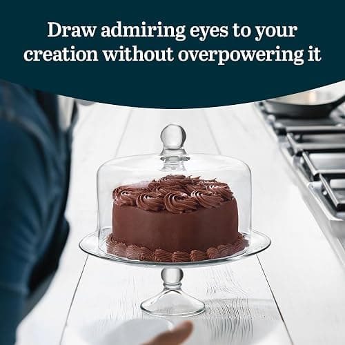 Libbey Selene Glass Cake Stand with Dome Lid, Elegant Curved Footed, Covered Cake Stand, Versatile Serving Dish for Variety of Desserts and More thumbnail 4