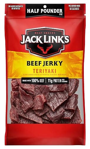 Jack Link's Beef Jerky, Teriyaki, Half Pounder Large Jerky Bag - Flavorful Meat Snack, Ready to Eat Protein Snacks with 11g of Protein per Serving, Made with 100% Beef - Image 1
