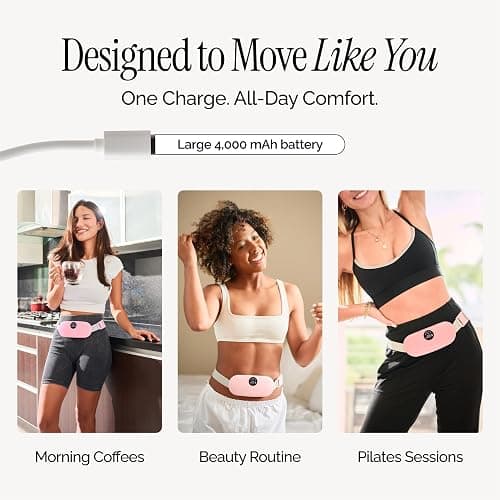 Menstrual Heating Pad for Period Cramps – Portable Heating Pad for Period Cramps Relief with Heat & Massage, Wearable Cordless Warmer for Pain Relief, Rechargeable & Wireless for Women thumbnail 5