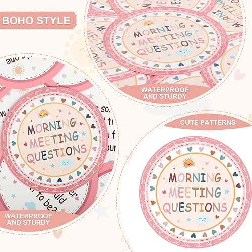 100 Morning Meeting Chips Questions Cards for Kids Boho Themed Classroom Must Haves Set for Teachers Supplies Conversation Starter Ideas for Students Response Cards Back to School thumbnail 4