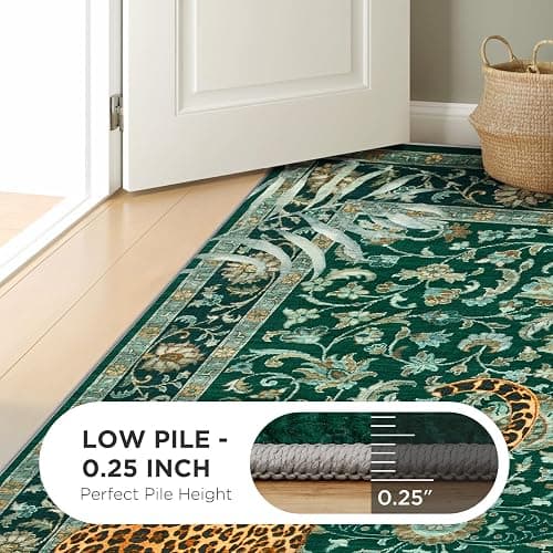 Tiger Print 5x7 Rug Boho Green  thumbnail 7