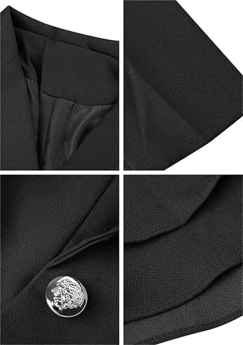 OMZIN Women's Work Office Blazer Lapel Collar Long Sleeve Cropped Blazer Business Jacket thumbnail 5