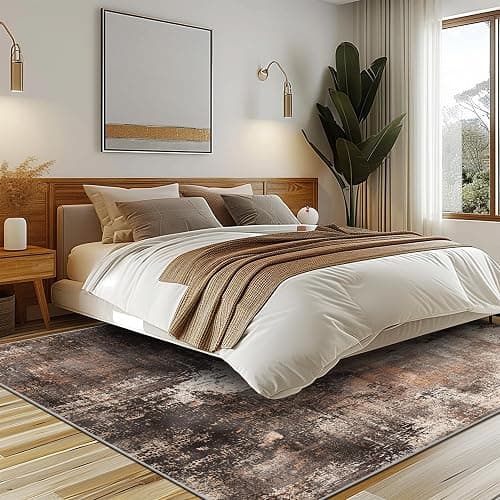 GENIMO 8x10 Area Rugs for Living Room Bedroom, Modern Non-Slip Machine Washable Rug for Hallway Kitchen, Low Pile Soft Carpet for Dining Room Home Office, Brown thumbnail 2