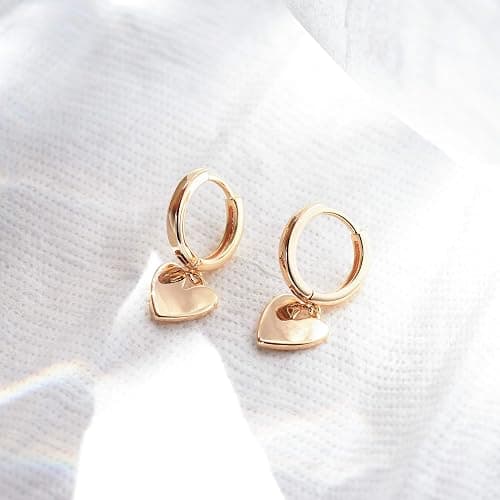 VACRONA Gold Heart Hoop Earrings Huggie Earrings for Women 14k Gold Plated Small Hoops Earrings thumbnail 5