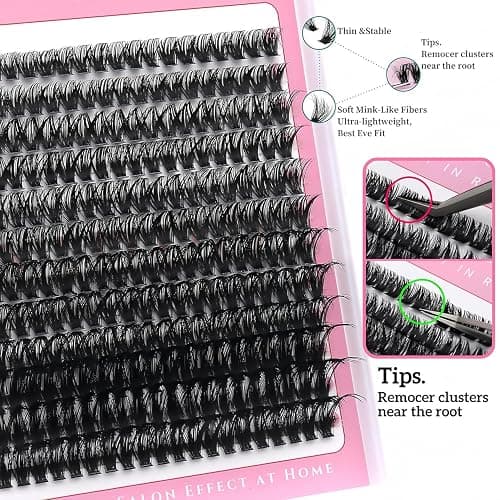 YIDUO 3 Styles Lashes Cluster Kit 720Pcs Eyelash Extensions Kit 40P+60P+80P 8-18mm D Curl Volume False Eyelashes DIY Individual Wispy Fake Eye Lashes Combo Packs with Bond&Seal |Tweezers | Removers thumbnail 2