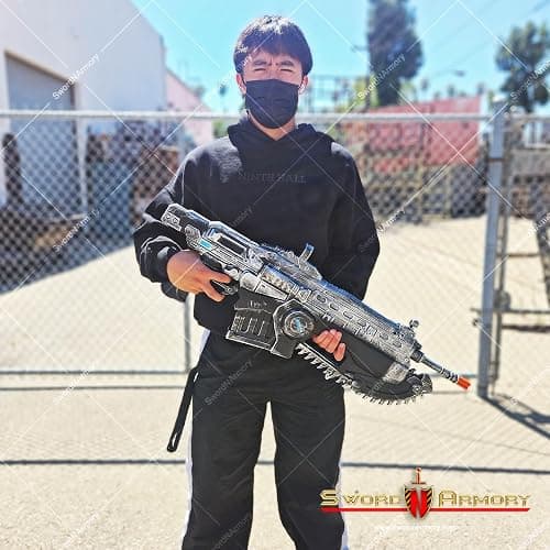 Munetoshi 35" Foam War Rifle Gears Chainsaw Machine Sci-fi Video Game Replica Anime Costume Cosplay Prop thumbnail 4