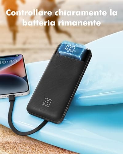 Charmast Power Bank con Cavi Integrati, 22.5W 20000mAh Powerbank Ricarica Rapida, Caricatore Portatile con 5 Uscite e 4 ingressi Compatibile con iPhone 17 16 15 14 13 12 11 Series, Samsung, Xiaomi thumbnail 8