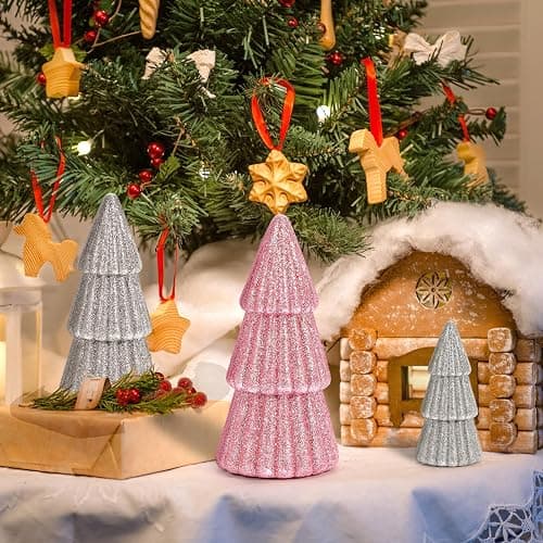6Pcs Pink Christmas Decor, Tabletop Pink Christmas Tree for Christmas Decorations Xmas Centerpiece for Table Mantel Home Decor thumbnail 2