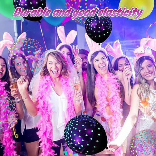 LovesTown 12 Inch Neon Balloons, 66PCS Glow in the Dark Latex Balloons with Small Dots for Birthday Wedding Fluorescent Party Decoration - Polka Dot thumbnail 5