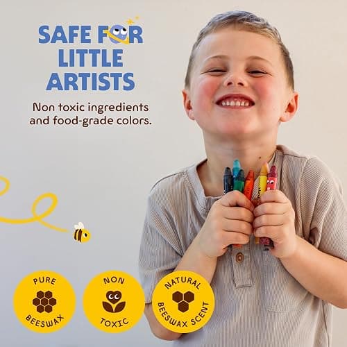 Honeysticks Jumbo Crayons (16 Pack) - Non Toxic Crayons, 100% Pure Beeswax | Natural Beeswax and Food Grade Colors, Large Size - Easy to Hold and Use, Preschool Art Supplies for Toddlers, Kids 3-5, 4-9 thumbnail 4