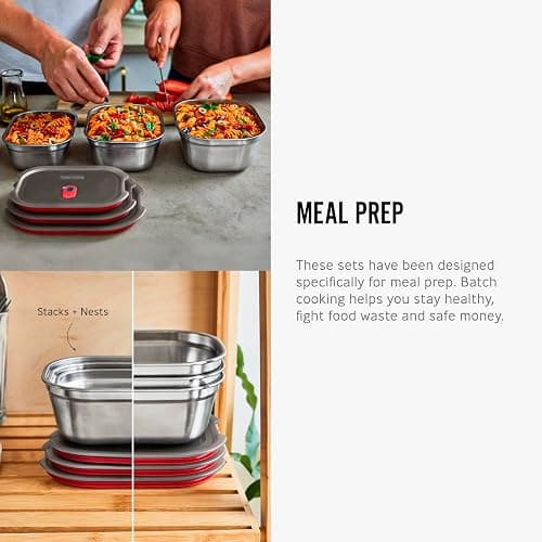 BLACK + BLUM Lunch Bowl Set - Reusable Meal Prep Containers for Picnic & Camping - Microwavable Stainless Steel Lunch Dinner Food Storage Box with Leak Proof Lid - Dishwasher Oven Safe - Small 22oz thumbnail 6
