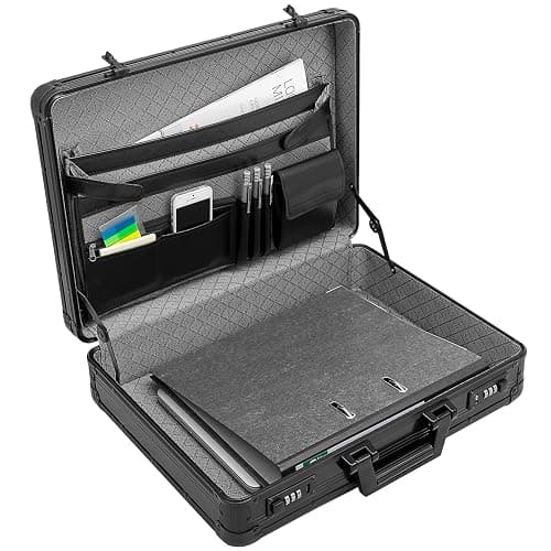 anndora Aktenkoffer Alu schwarz Attaché Koffer DIN A4 | Mit Zahlenschloss, Abschließbar, abwaschbar thumbnail 6