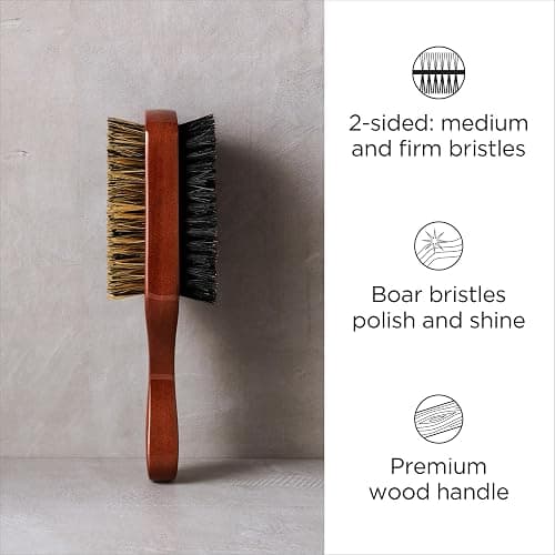 Diane Premium 100% Boar Bristle 2-Sided Club Brush for Men and Barbers, Medium and Firm Bristles for Thick Coarse Hair, Detangling, Smoothing thumbnail 2