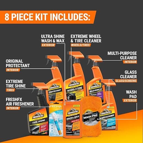 Armor All Premier Car Care Kit, Includes Car Wax & Wash Kit, Glass Cleaner, Car Air Freshener, Tire & Wheel Cleaner (8 Piece Kit) thumbnail 2