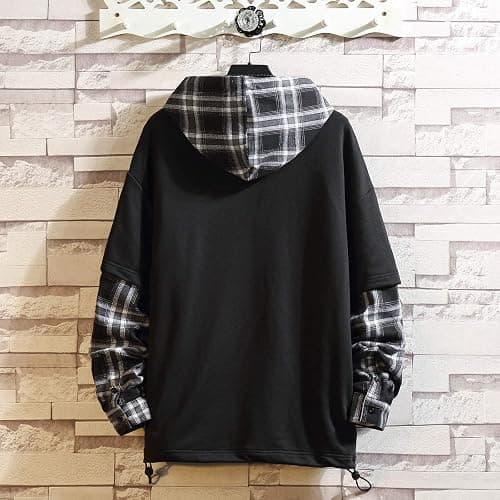 GURUNVANI Japan Style Patchwork Hoodies Men Characters Streetwear Hoodie Men Sweatshirt thumbnail 3