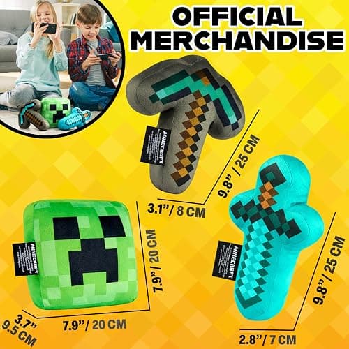 Minecraft Toys Plush Figure 3D Set Pack of 3 Toddler Pillow Cushion for Kids Teens Cuddle Buddy Home Decor Bedroom Accessories Stuffed Collectibles Soft Stuffed Animals Gifts for Gamers thumbnail 2