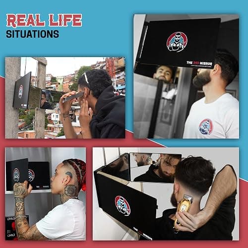 The 360 Mirror - 3 Way Mirror for Self Hair Cutting - Adjustable Trifold Barber Miror to Cut Your Own Hair - Tri Fold Self Haircut System for Men and Women Braiding - Three Sided Miror for Haircuts | Trifold Barber Mirror to Cut Your Own Hair and Beard, See Back of Head, Height Adjustable - Free Tutorials, 1 Year Warranty thumbnail 9