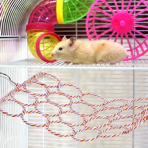 Yopay 4 Pack Parrot Bird Swing Hanging Toys, 71 x 35.5 cm / 28"H x 14"W Rat Climbing Ladder Rope Perch, Net Toy for Cage, Mouse, Parakeets Cockatiels Conures Lovebirds, Multiple Purpose Scarf Hanger thumbnail 5