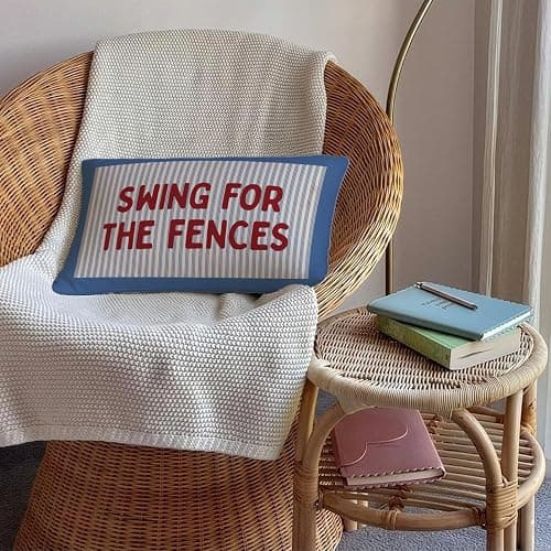 SkyCozy Motivational Swing for the Fences 12x20 Pillow Cover, Vintage Blue Striped Baseball Sports Decorative Throw Pillow Covers Pillowcases for Kids Toddler Boy Nursery Room Bedroom Playroom Decor thumbnail 4