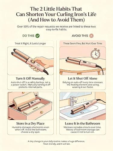 abp 1 Inch Curling Iron Extra Long Barrel with Ceramic Coating for Long/Medium Hair,LED Display Instant Heat up to 450°F with clamp,Hair Waving Style Tool Girls & Women thumbnail 7