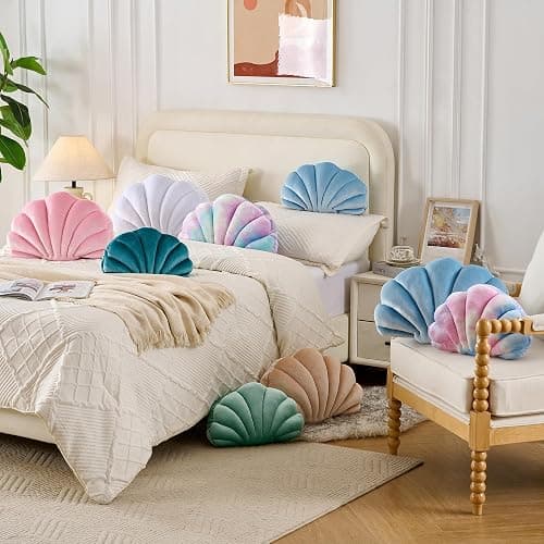 XIAIJIA Seashell Decorative Pillow Shell Shaped Throw Pillow 3D Insert Beach Pillow Soft Velvet Pillow Sea Ocean Decoration Couch Bed Pillow Cushions(Blue,14 X 11 inch) thumbnail 8