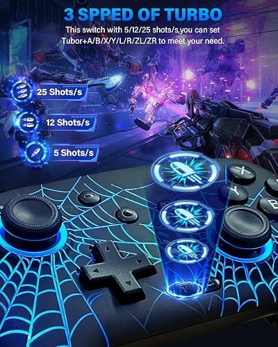 Switch Controller, Wireless Pro Controller Compatible with Nitendo Switch/Switch 2/Switch Lite/Switch OLED, Switch Controller Pro, Rechargeable Switch Remote Gamepad with 6-Axis Gyro,10 LED Light thumbnail 2